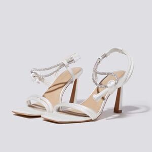 Jonathan Simkhai Revolve Cassie Crystal Strappy Sandal, Ivory, New, Size EU 41